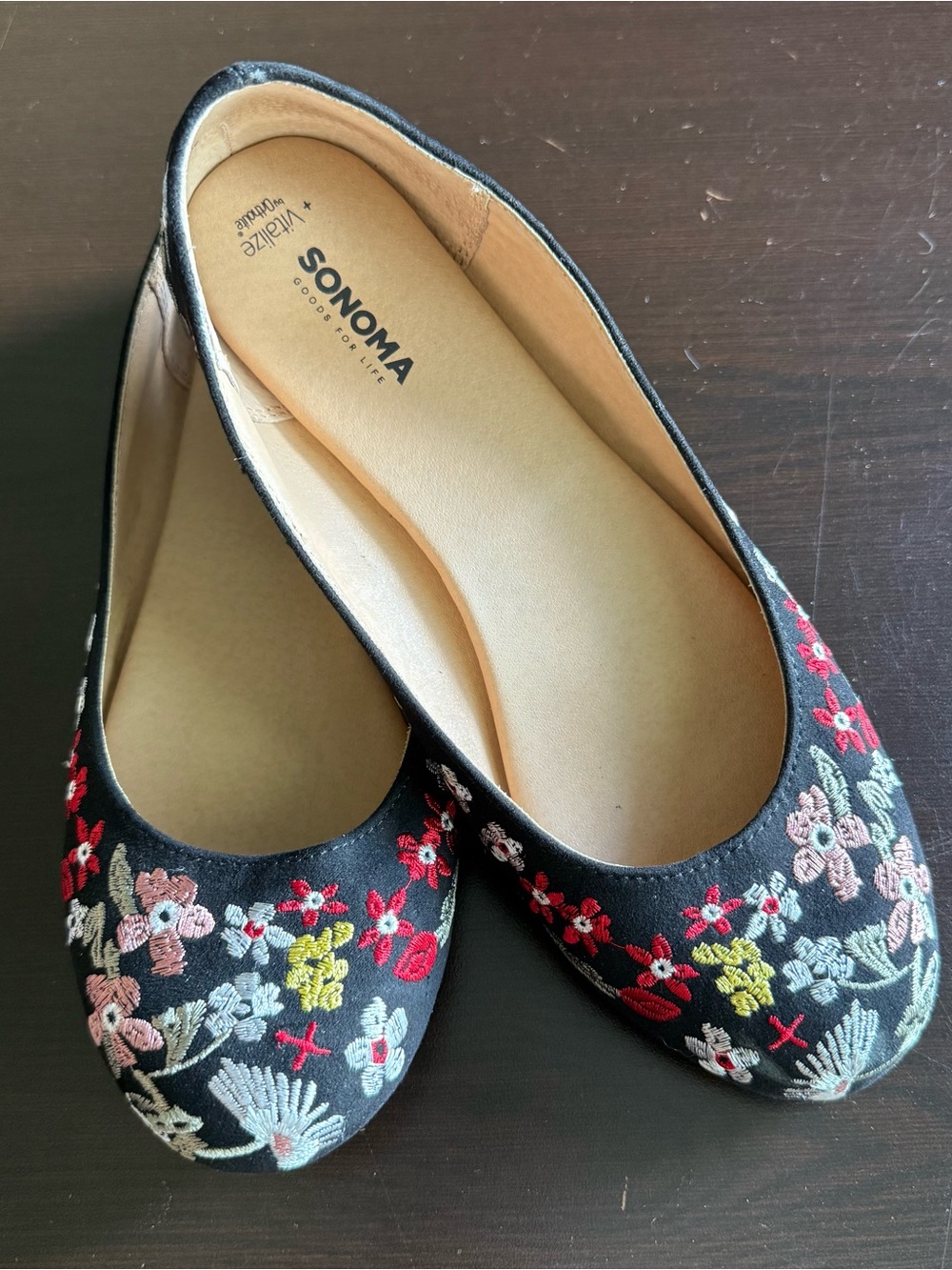 Sonoma Embroidered Floral Slip on Flats